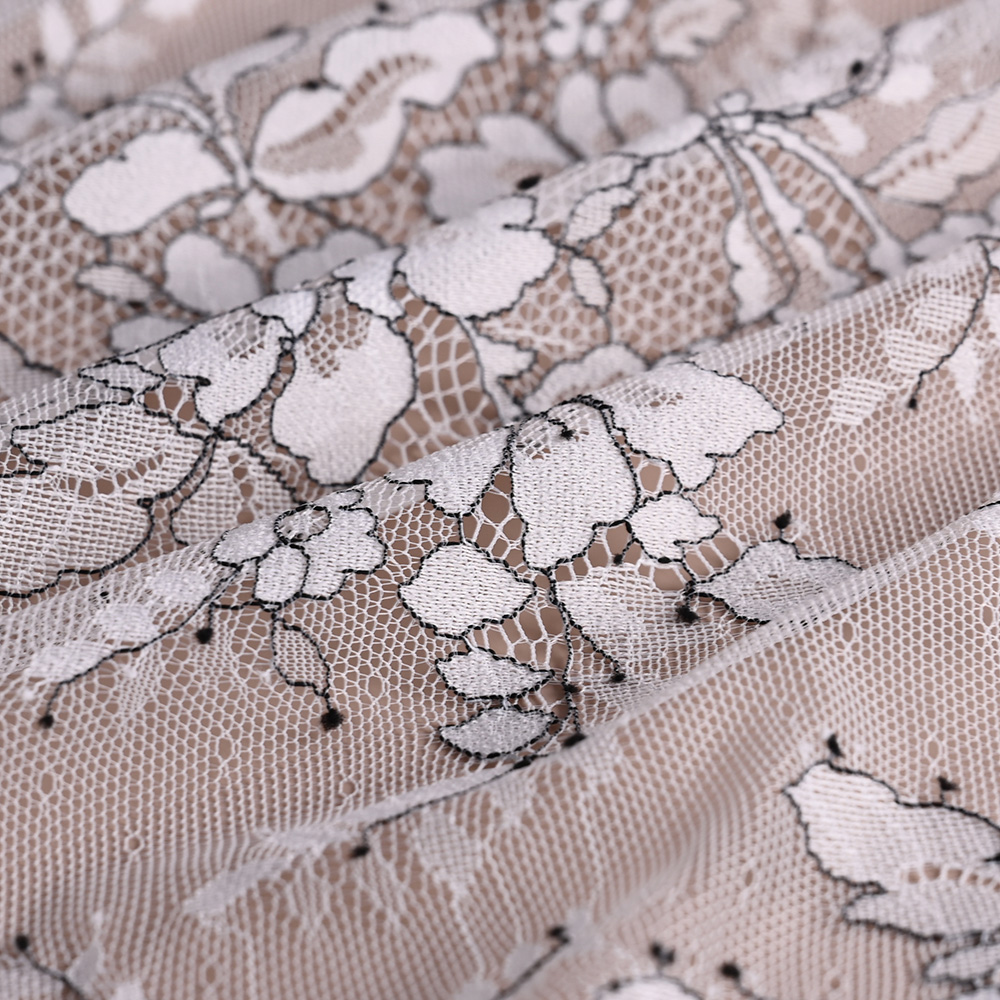 Textura Tridimensional da renda floral bordada