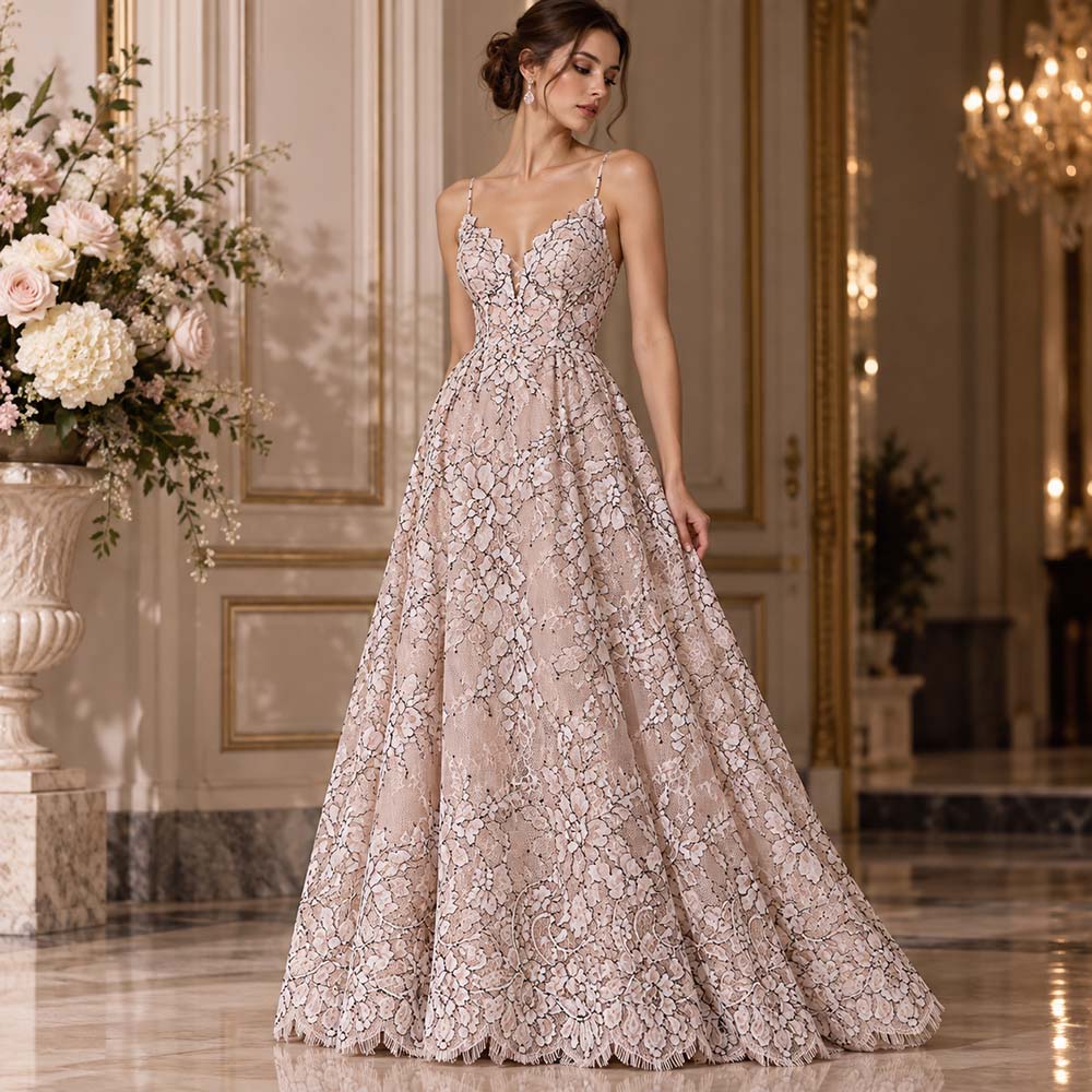 Vestidos de Festa em renda floral bordada