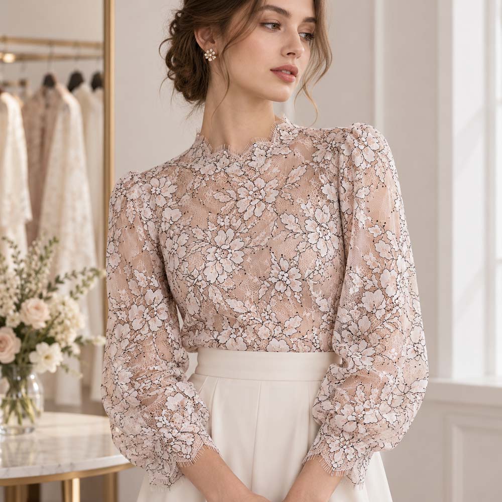 Moda Feminina em renda floral bordada