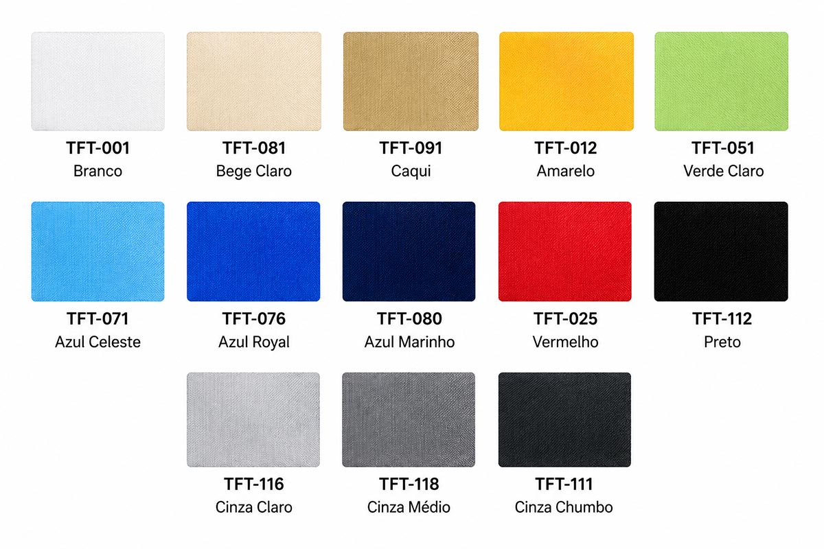Cartela de cores Taffeta 180T 100% Poliéster