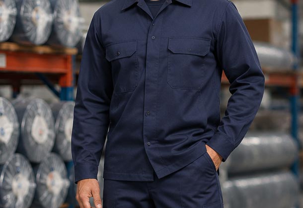 Aplicação tecido sarja 100% algodão em uniforme profissional