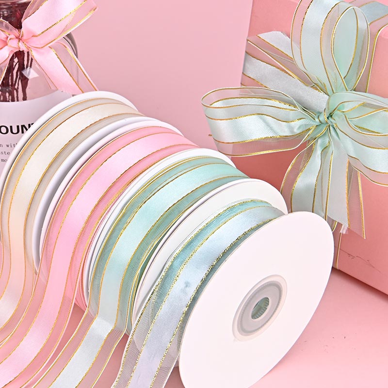 metallic sheer ribbon satin center ribbon